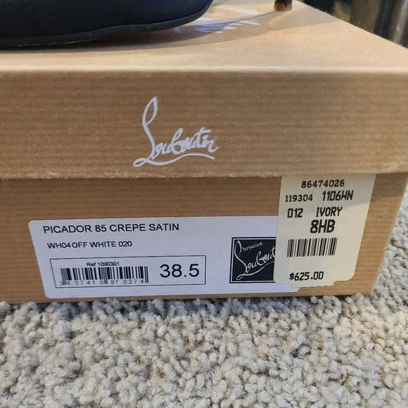 Christian Louboutin Picador 85 crepe satin 38.5 black slingback - Picture 8 of 8